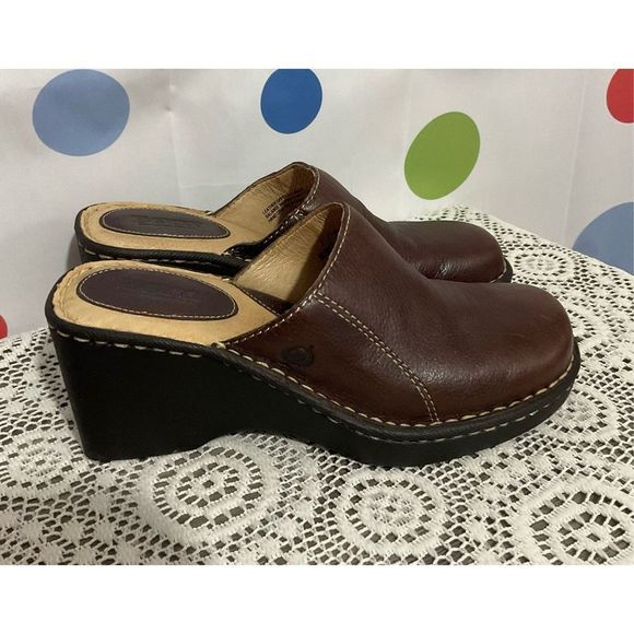 Born Brown Mule Leather Size 7 NICE! 🍒🌸 - Picture 12 of 16